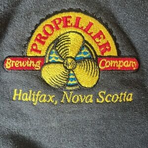 Men's Black Hooded Sweatshirt with Propeller Brewing Co. Patch on Chest